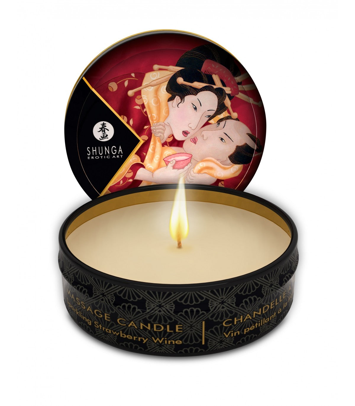 aroma_Fresas con Cava | Vela de masaje mini 30 ml de Shunga - Ingredientes naturales 1