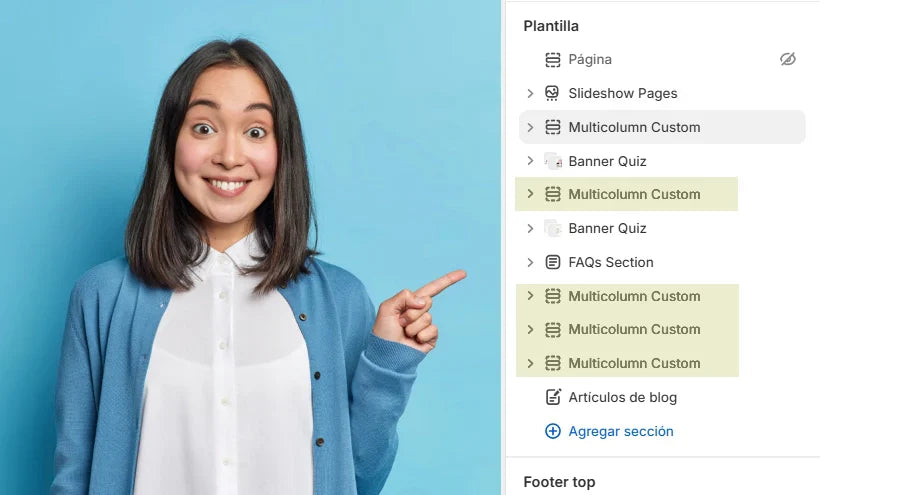 "Multicolumn Custom", section prima donna de PM